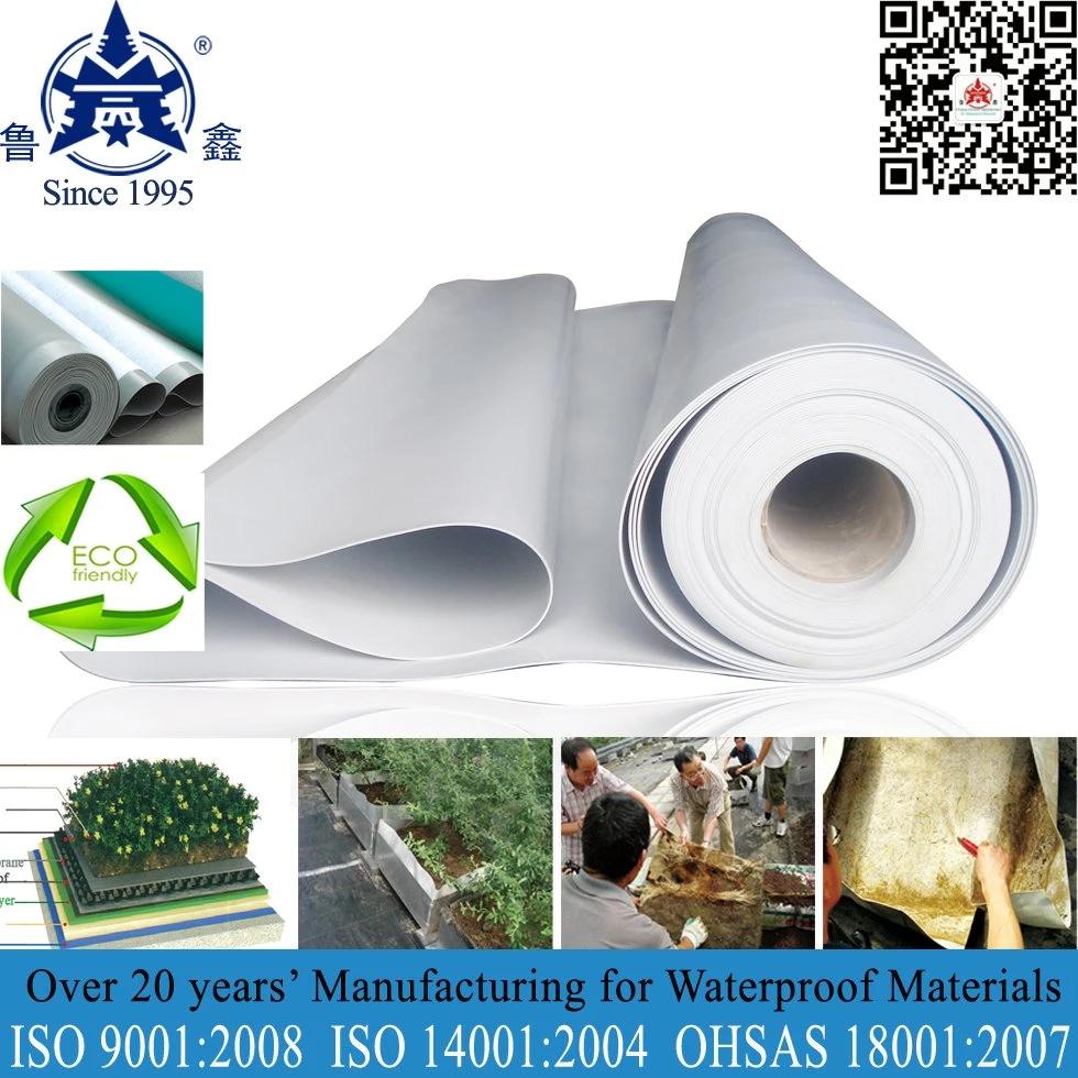 LX-Brand polyvinyl chloride (PVC) membrane with internal reinforced layer.