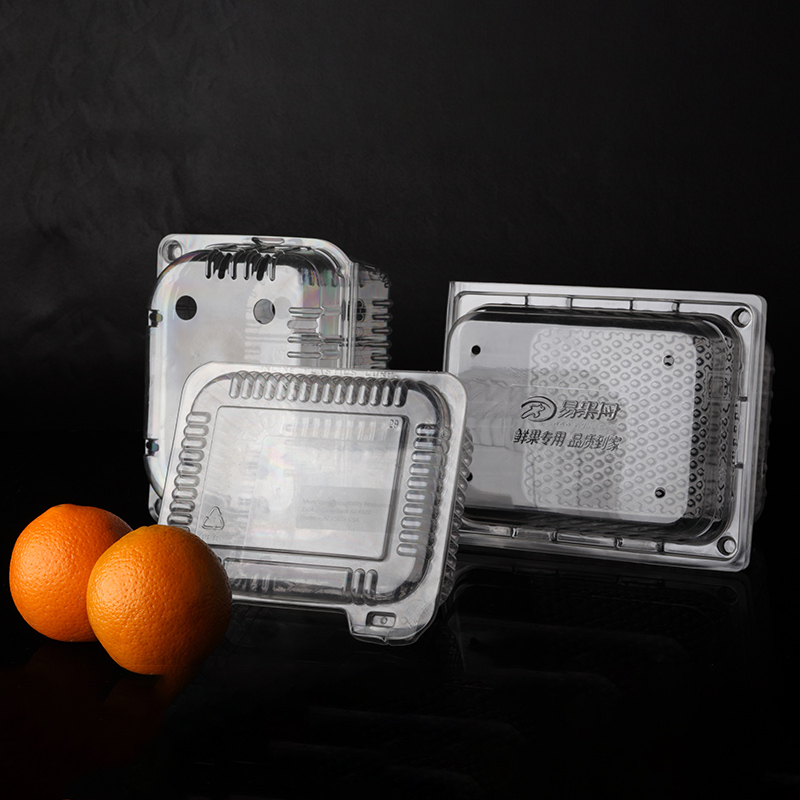 Transparent food clamshell packaging for fresh fruits and cakes