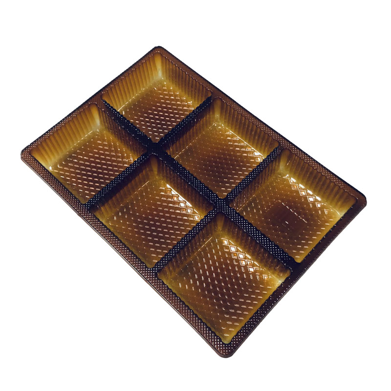 AH-0008 Plastic Packaging Coffee Color PET Blister Tray for Mooncake Cookie Pastry Confectionery