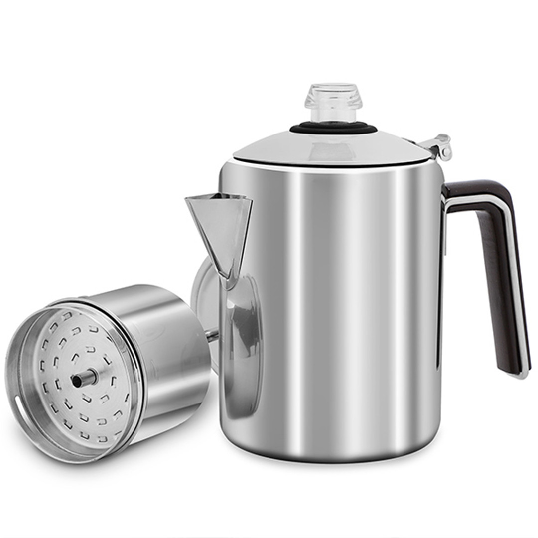 Camping Coffee Pot Stainless Steel Percolator Coffee Pot Outdoors 9 Cup Percolator Coffee Pot for Campfire