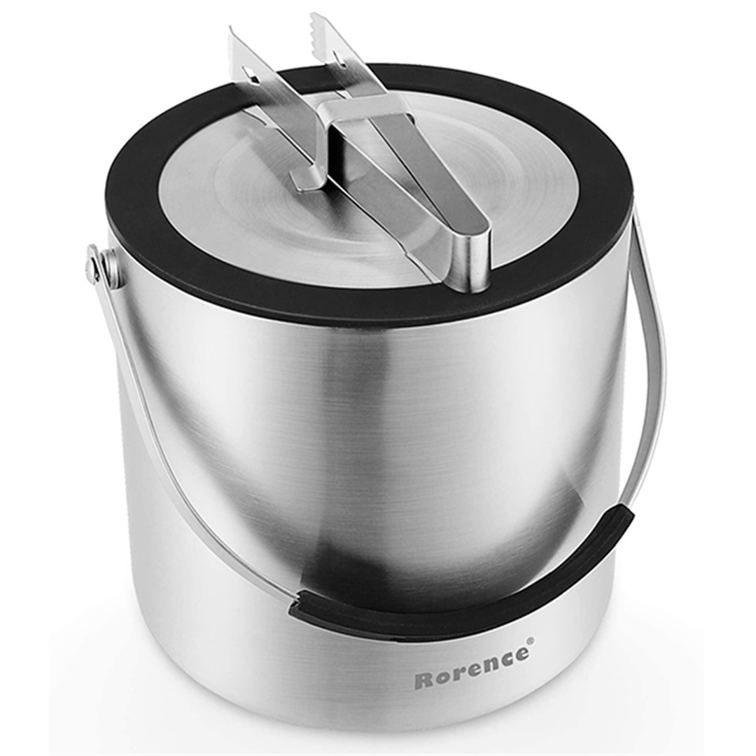 Rorence Stainless Steel Ice Bucket: 3L Double-Walled, Insulated Champagne Bucket with Airtight Lid and Ice Tongs