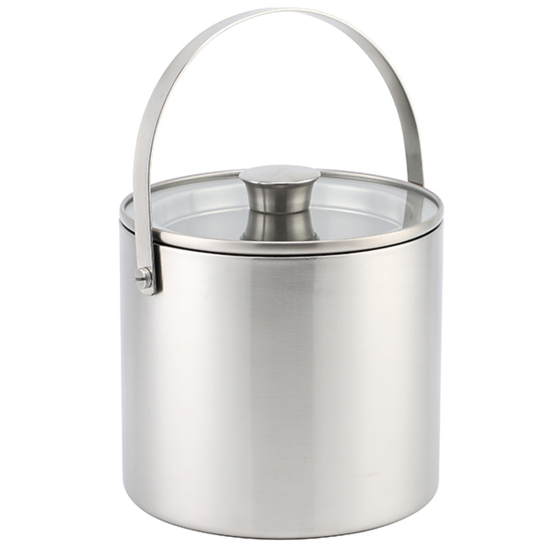 Double-Wall Stainless Steel Insulated Ice Bucket With Lid and Ice Tong 2L/3L
