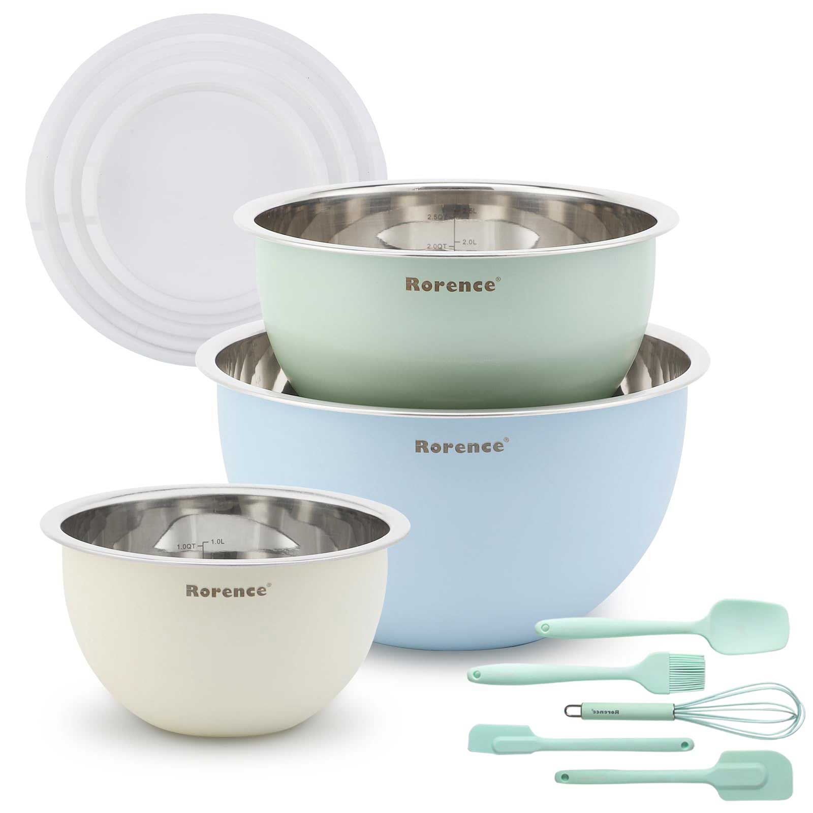 Rorence Stainless Steel Mixing Bowls: Colored Metal Mixing Bowl Set with Lids