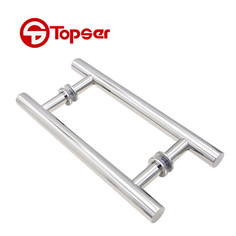 Stainless Steel 8 Inches 25MM H Type Round Pipe Shower Sliding Glass Door Pull Handle