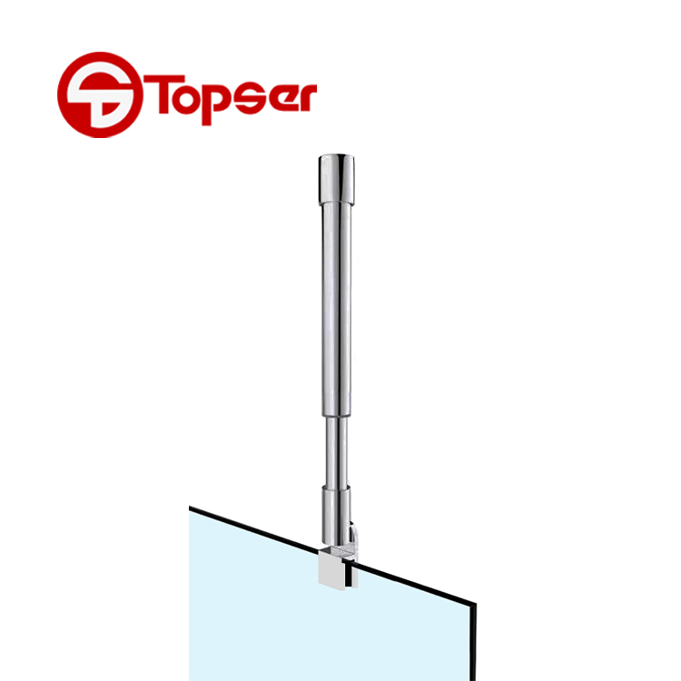 Teto ajustável de aço inoxidável para barra de suporte de chuveiro com porta de vidro
