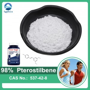 สารต้านอนุมูลอิสระจำนวนมาก 99% Trans Pterostilbene Powder Pterostilbene Capsules