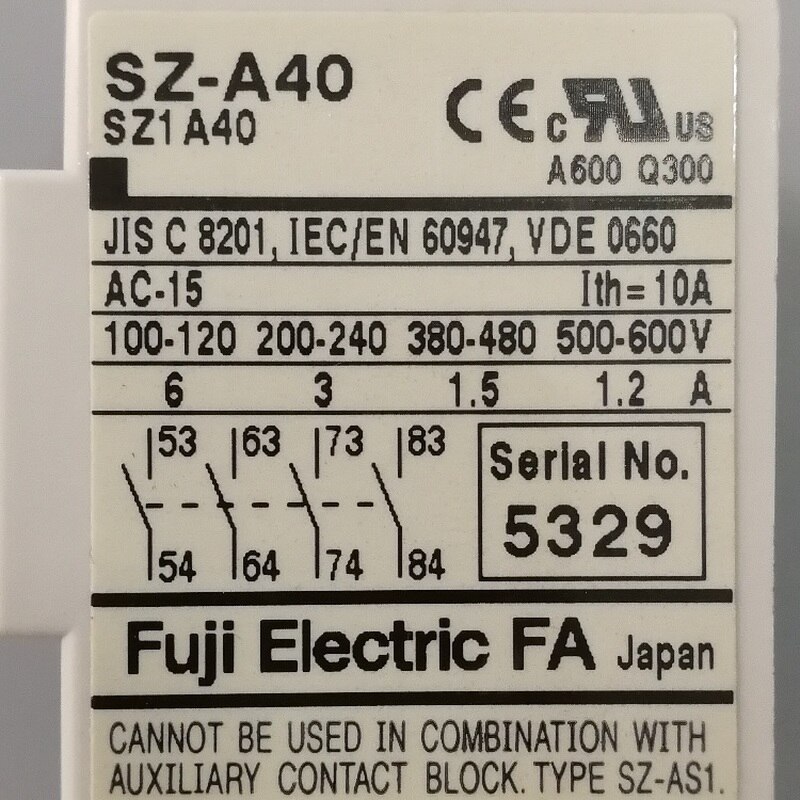 Fuji Contactor Auxiliary Contacts SZ-A40 SZ1A40 lift accessories elevator spare parts 