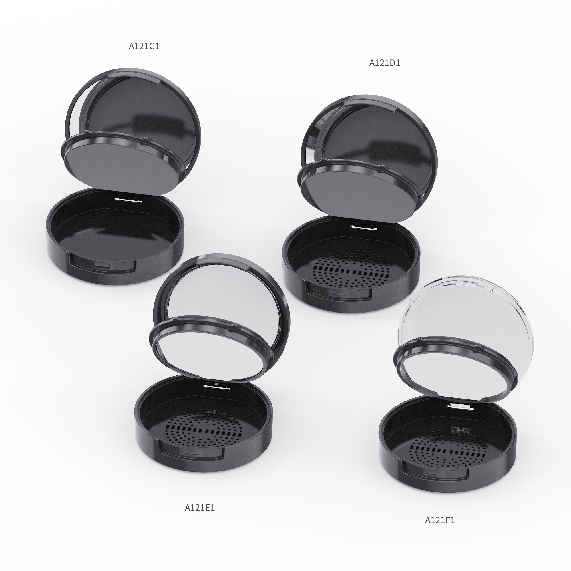 59mm Siyah Boş Plastik Göz Farı Pudrası kompaktiye