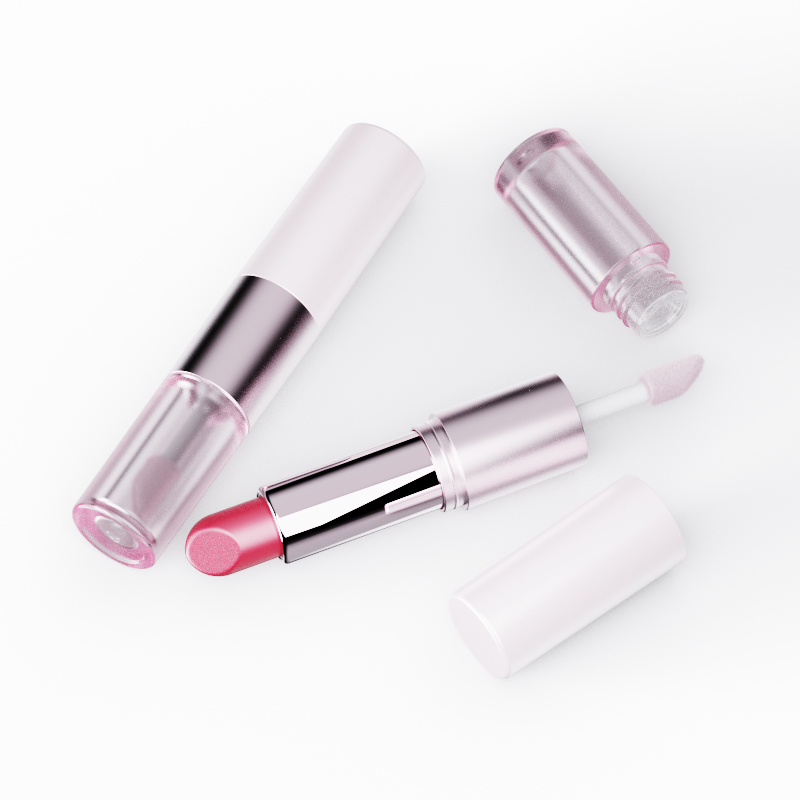 2 in 1 unique lipstick tube container with lip gloss