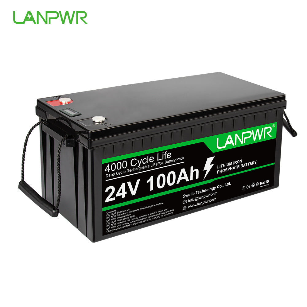 MOOSIB 24V 100Ah LiFePO4 Battery, Build-In 100A BMS, Maximum Continuous Load 2560W, 2560Wh Energy