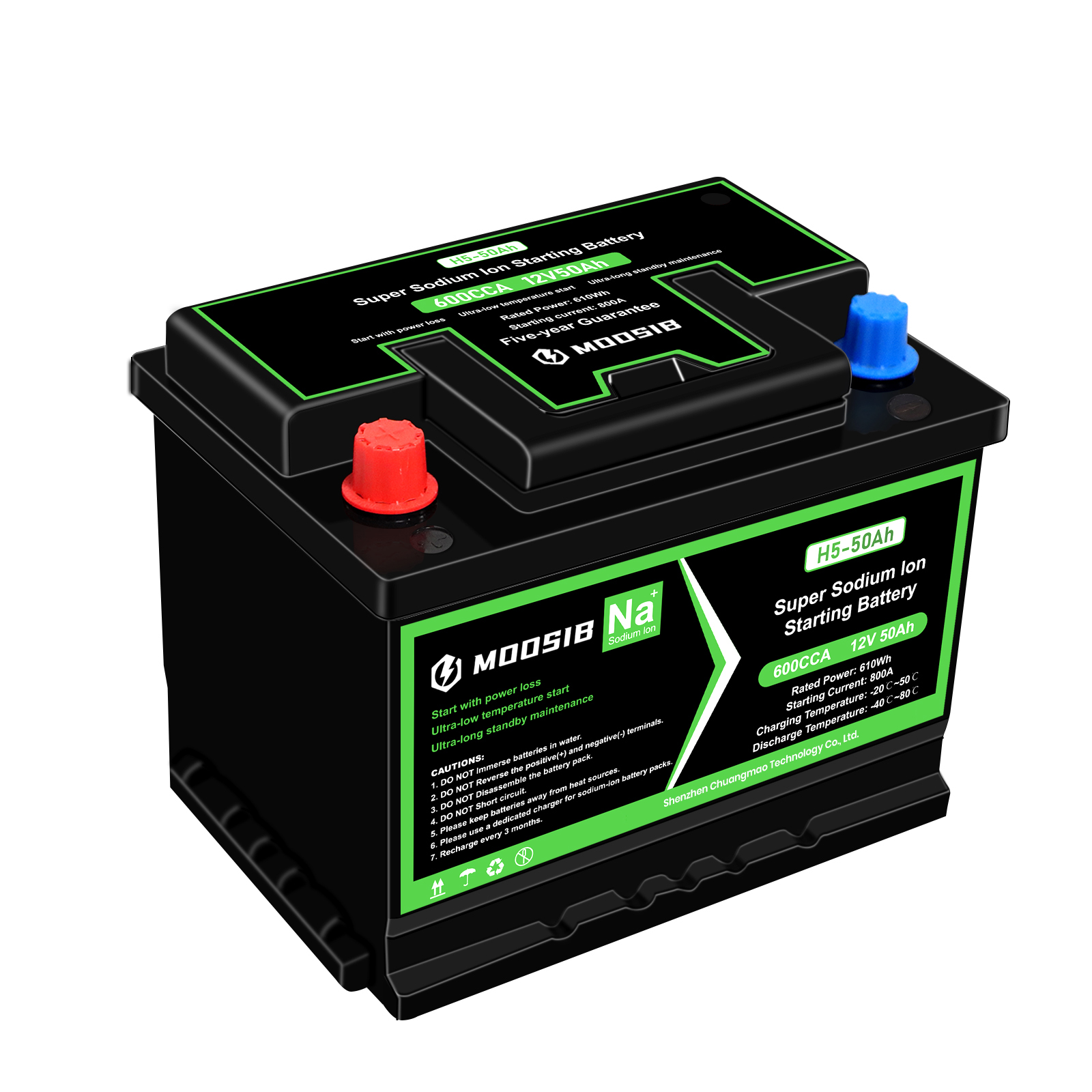 MOOSIB 12V 50Ah 610Wh Sodium lon Starting Battery