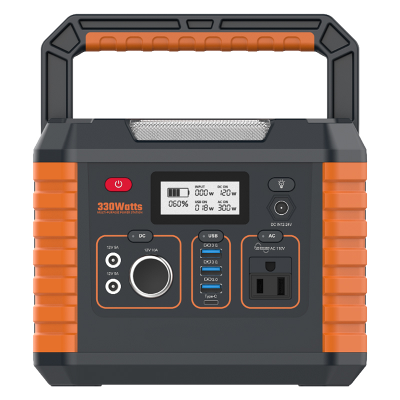 MP330 Pembangkit Listrik Portabel Generator Tenaga Surya 300W dengan 4 Outlet AC Input Baterai Cadangan Rumah untuk Berkemah Luar Ruangan RV Darurat Off-Grid