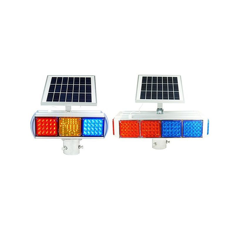 Solar LED red and blue flashing warning light