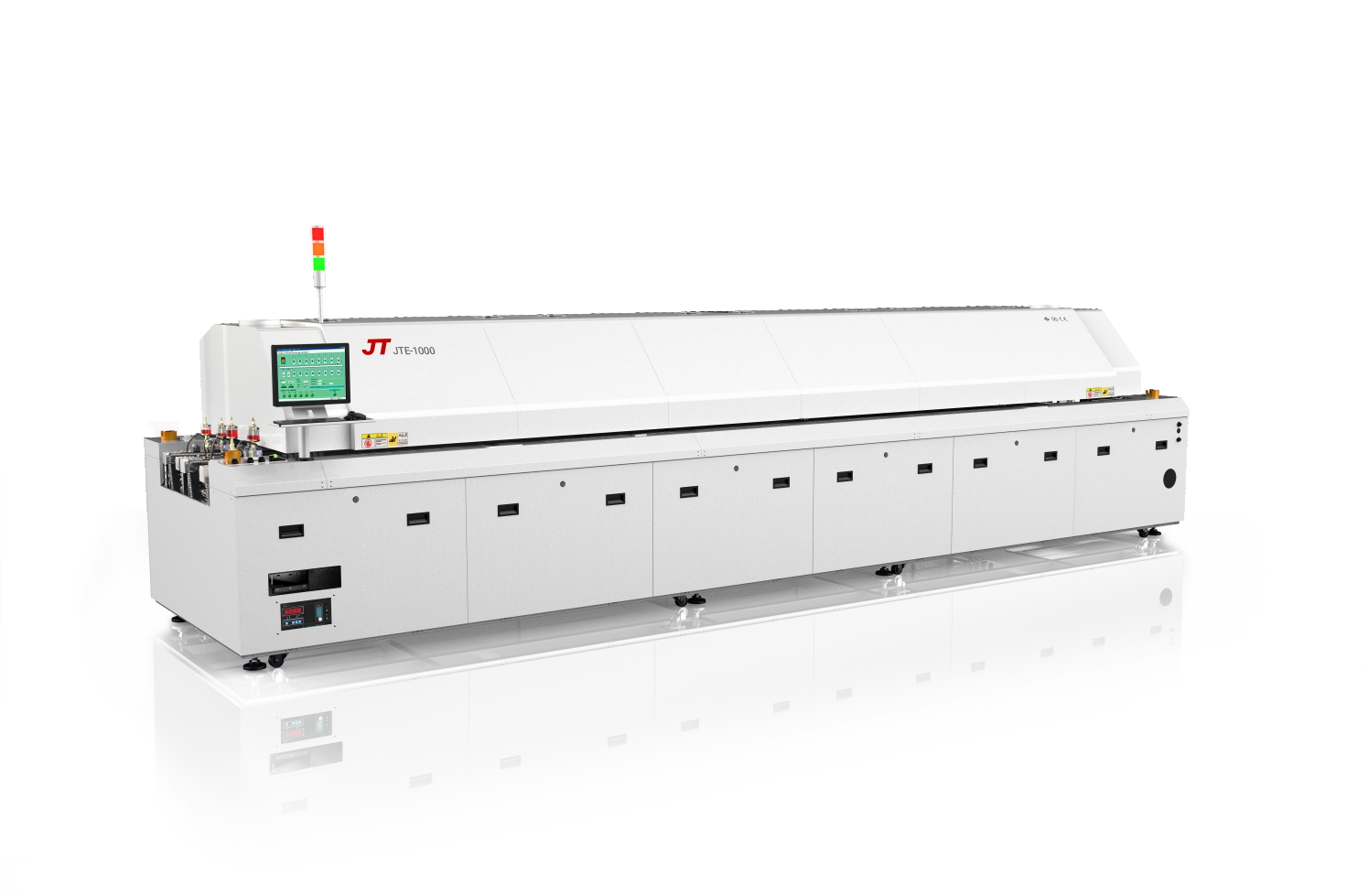 Customer order cancelled, now selling a brand new JT reflow oven at a low price. Model: JTE-1000 (L-R) Configuration: 10-zone air oven