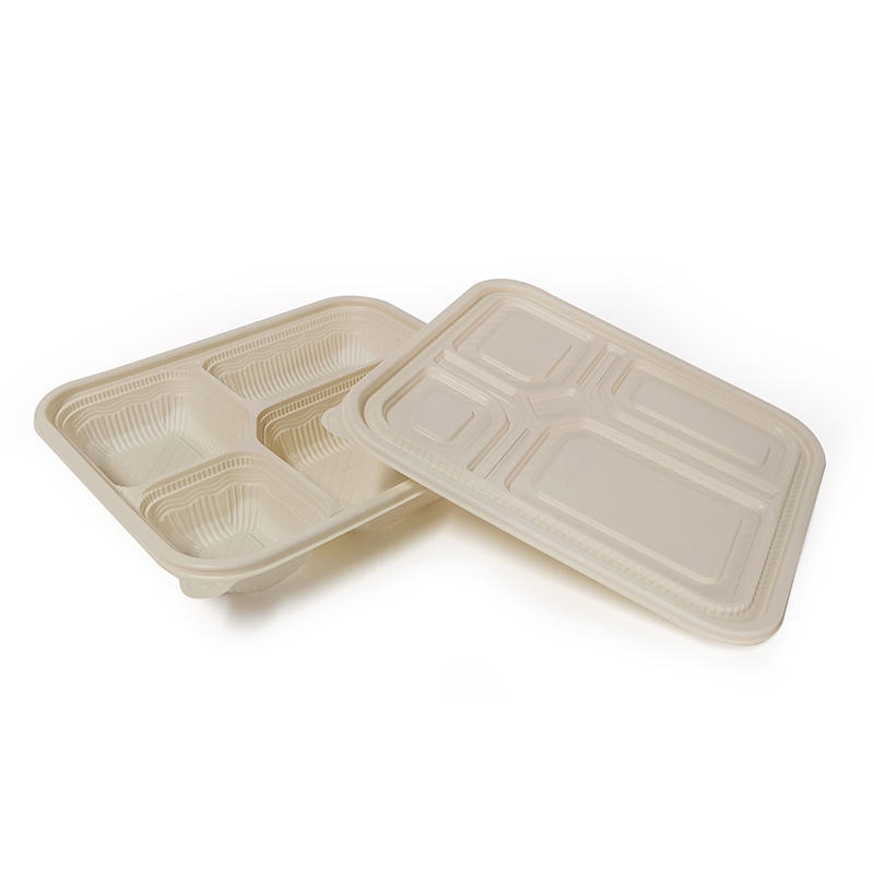 PLA Biodegradable PROMPTU IV Compartment Takeaway Prandium Box Cum Lid