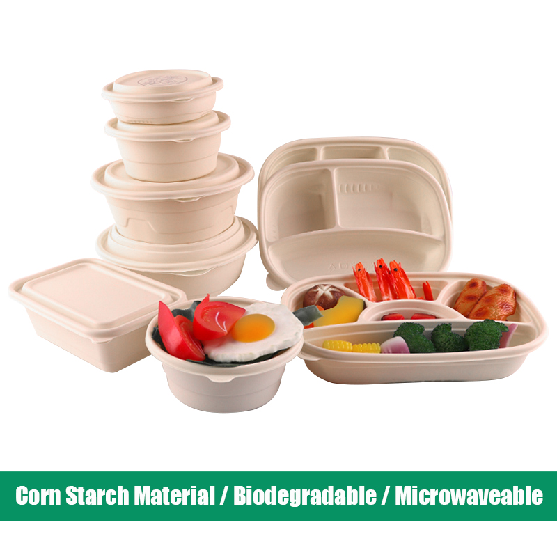 PLA Biologiskt nedbrytbar majsstärkelse Plast Matförpackningsbricka Behållare Tillverkare Leverantör