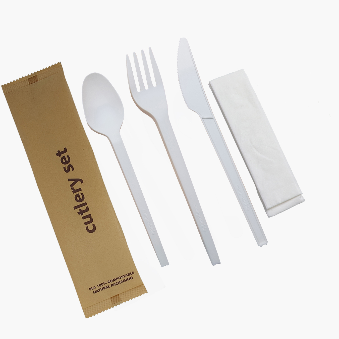 Eco Friendly Biodegradable PLA Disposable Cutlery Forks Riam thiab diav