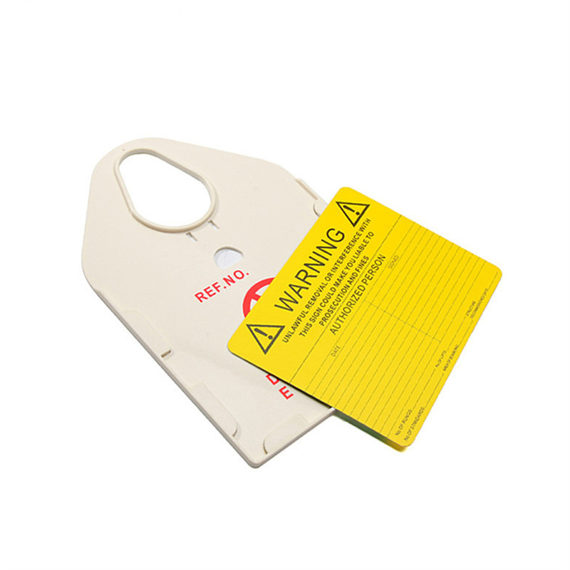 Andamio de etiqueta de seguridad de cartón reescribible de PVC con bloqueo de seguridad de plástico de ingeniería ABS
