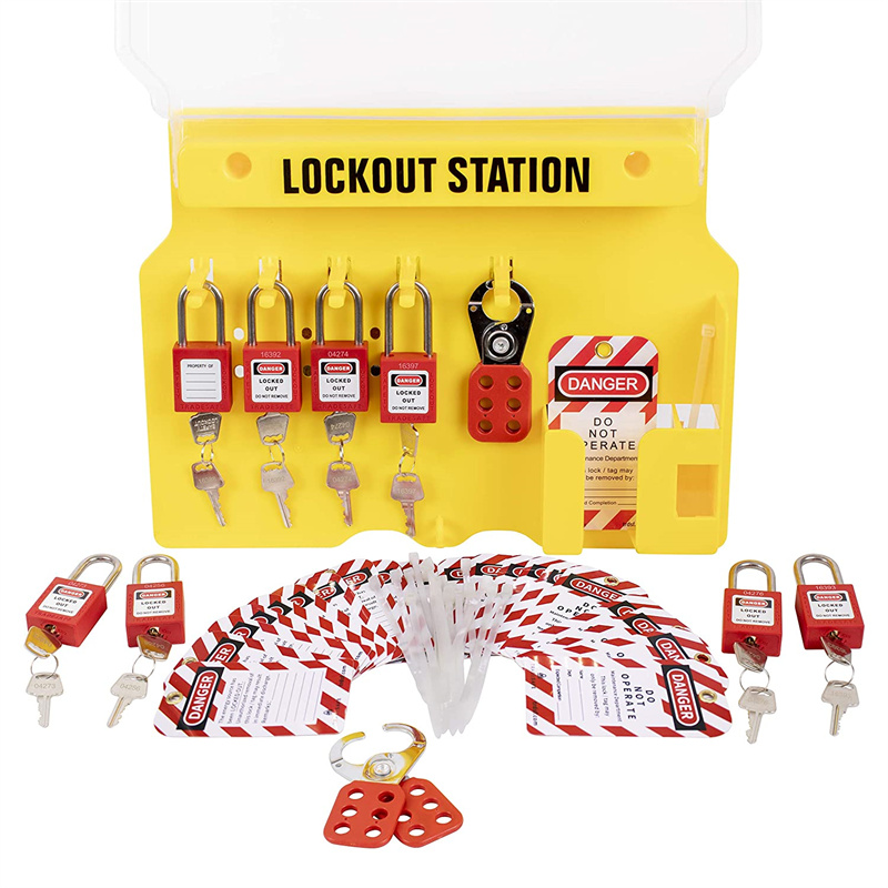 Veiligheidshangslotstation met stofdichte transparante afdekking voor industriële lockout-tagout