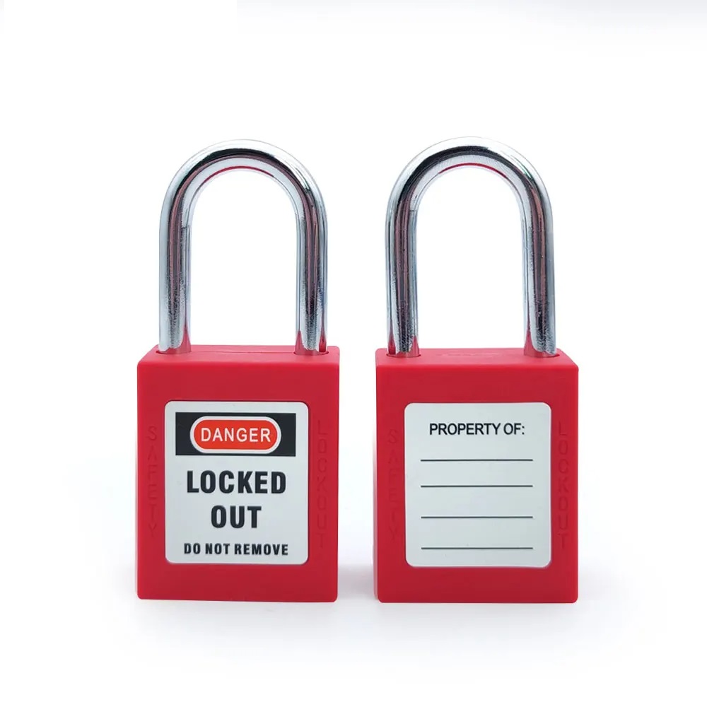 QVAND M-G38 LOTO Red Steel Shackle Safety Lockout Tagout Padlock 