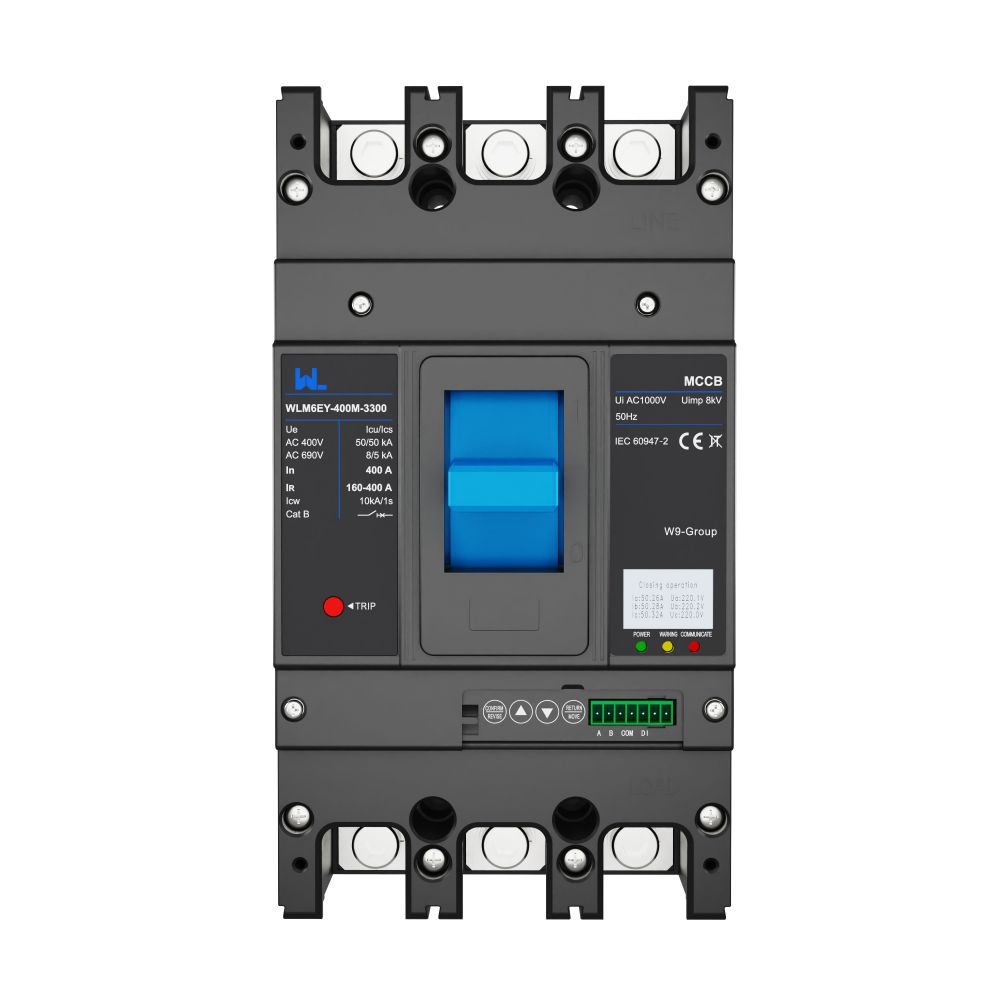 WLM6EY-400-3300 3P/4P remote control mccb 400VAC 400A 3 Poles / 4 Poles liquid crystal type molded case breaker with Modbus RS485