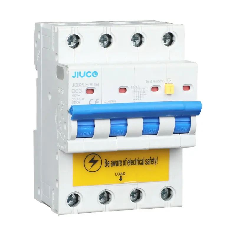JCB2LE-80M4P 4 Pole RCBO 6kA Residual Current Circuit Breaker
