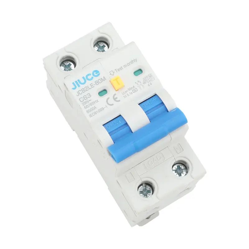 JCB2LE-80M 2 Pole RCBO Residual Current Circuit Breaker With Over Current and Leakage protection，Differential circuit breaker