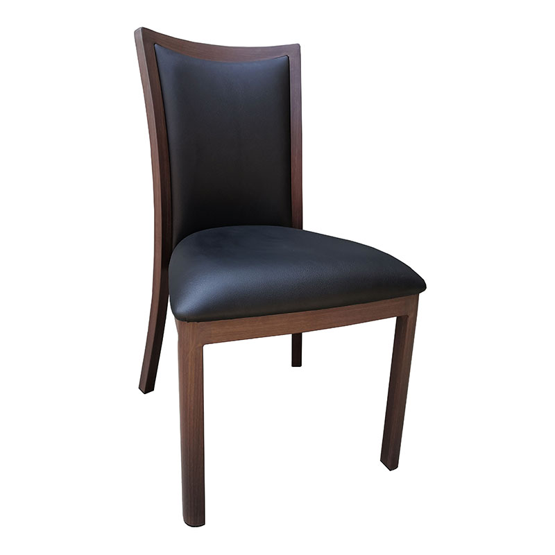 LTM-004 Dining Chair Metal Frame Timber Grain Look on Frame Padded Seat & Back
