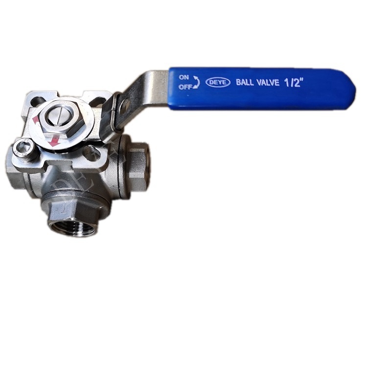 SS316 1000WOG 3-WAY L ball valve with threaded NPT