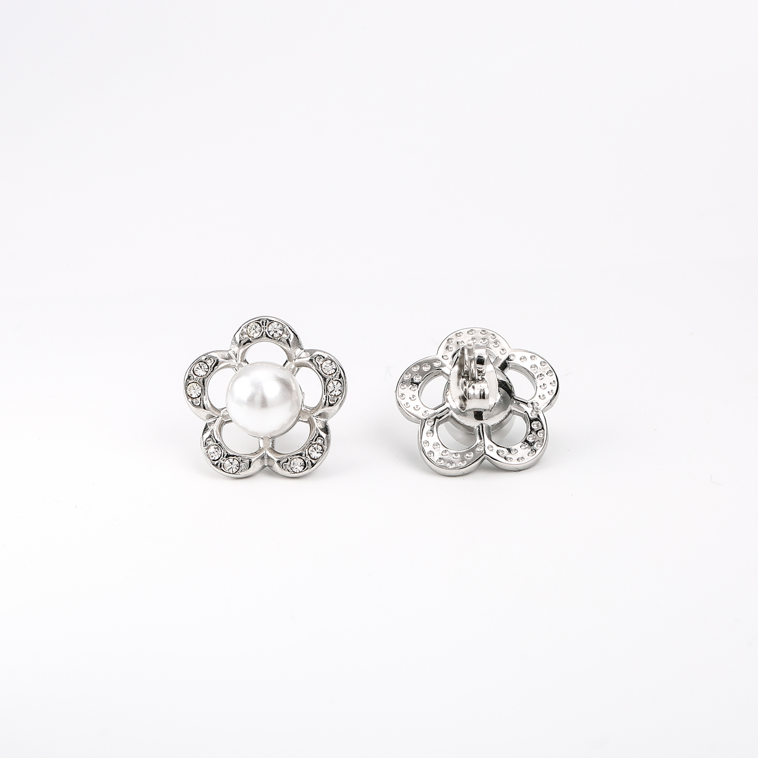 316L stainless steel diamond s+ pearl earrings (3)x52