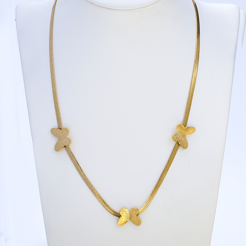 گردنبند پروانه چوکر با روکش طلا از جنس استنلس استیل برای هدایای جواهرات زنجیردار دخترانه با روند جدید