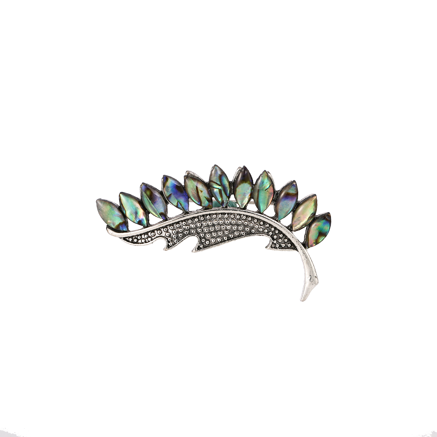 Broche de lujo personalizado con diseño de pluma y concha para mujer