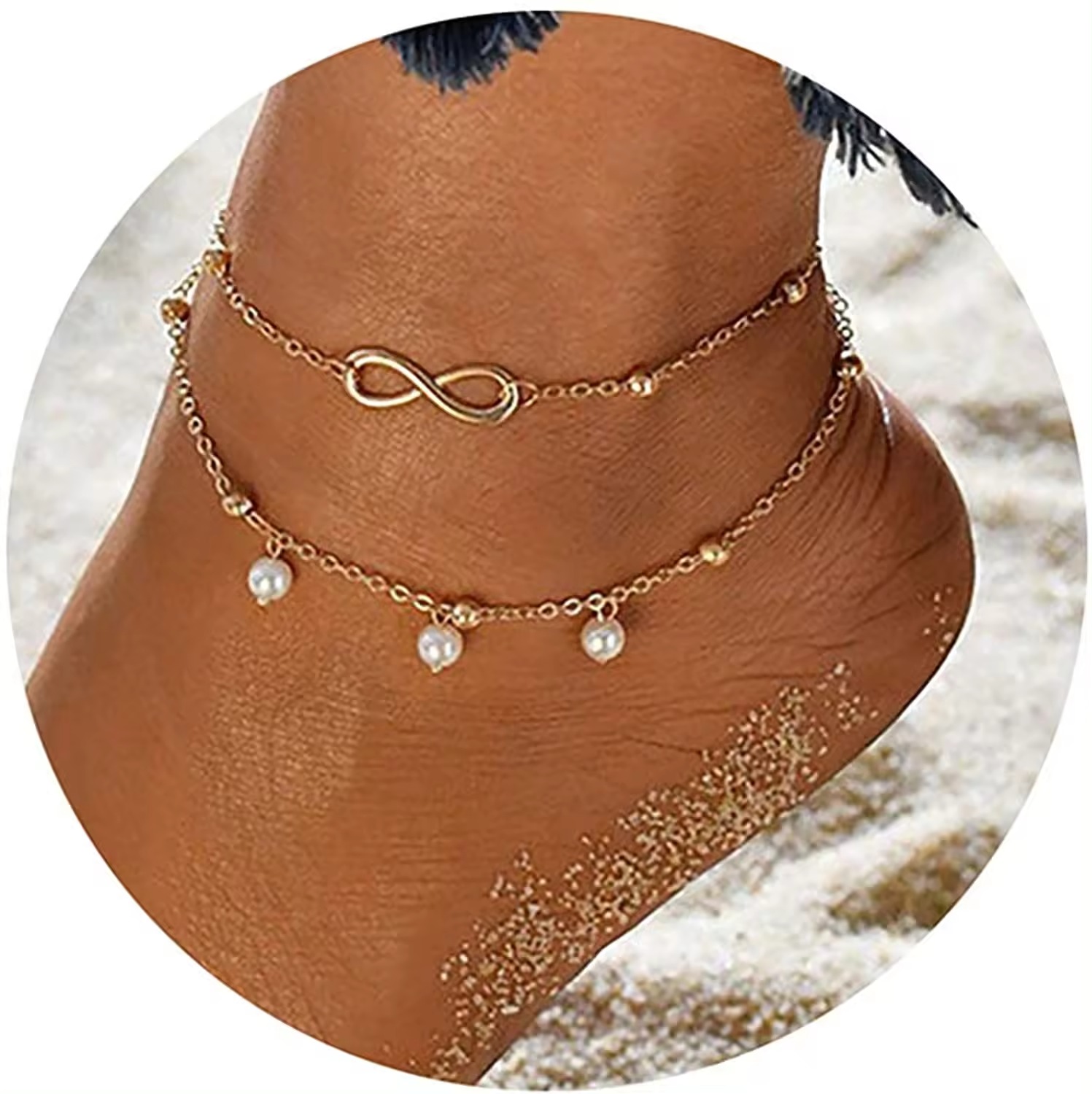 Ensemble de cheville OEM Amazon Star, chaîne en or pour femmes, Bracelet de jambe Boho, bijoux de pied de plage