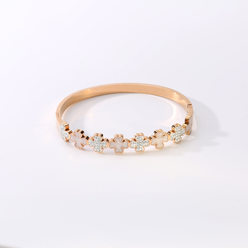 Ladies four leaf clover bracelet 14K gold plated fashion bracelet bangles