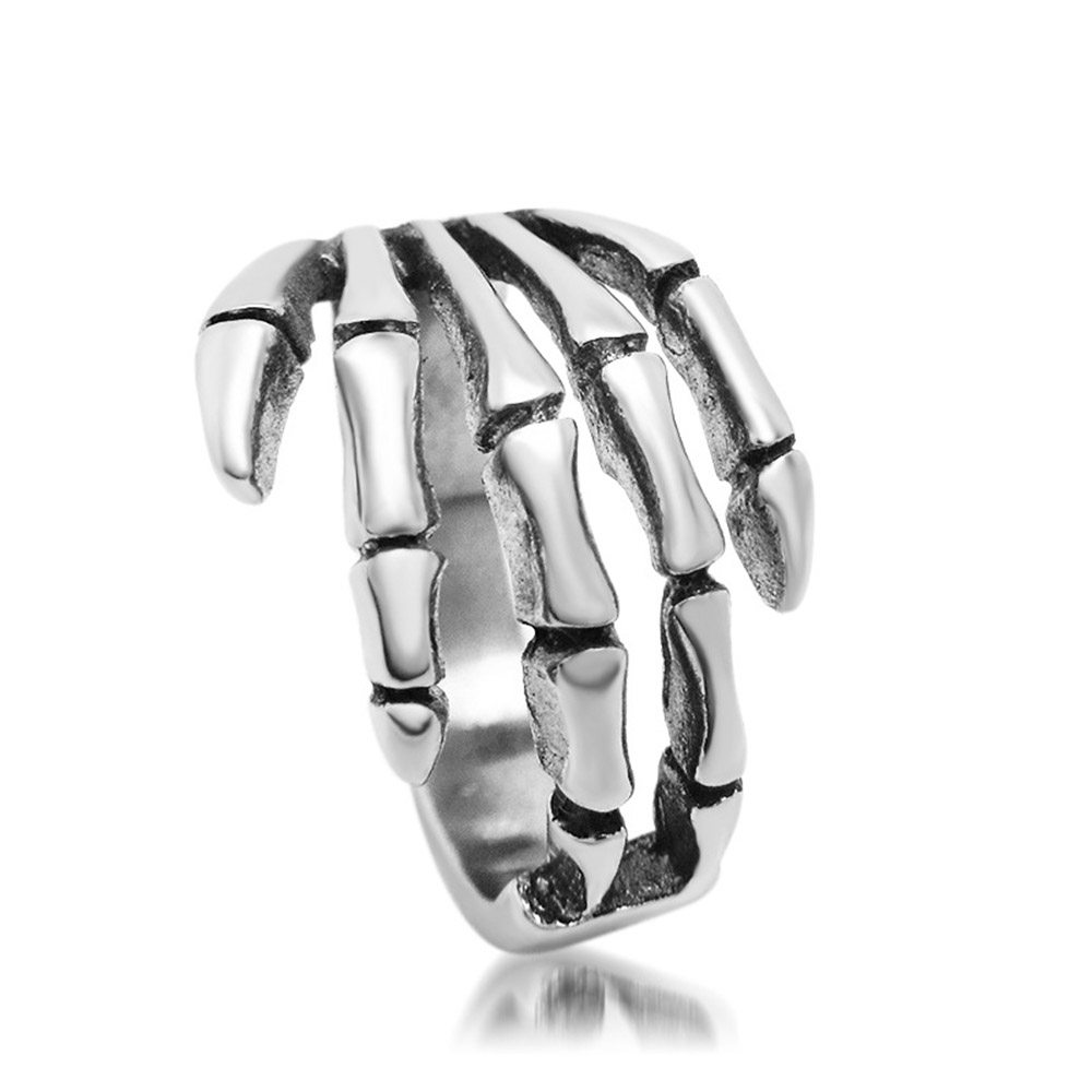 Stainless Steel Skull Ring Fashion Retro Skull Copper Open Band Ring for Women With Simple Style Jewelry