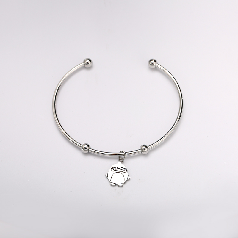 Cute bird design stainless steel pendant bracelet for girls