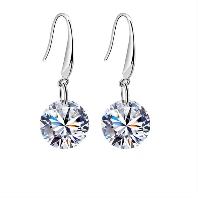 Silver Pendant earrings 925 sterling silver pear-shaped nude diamond Swarovski Element Crystal drop earrings for women