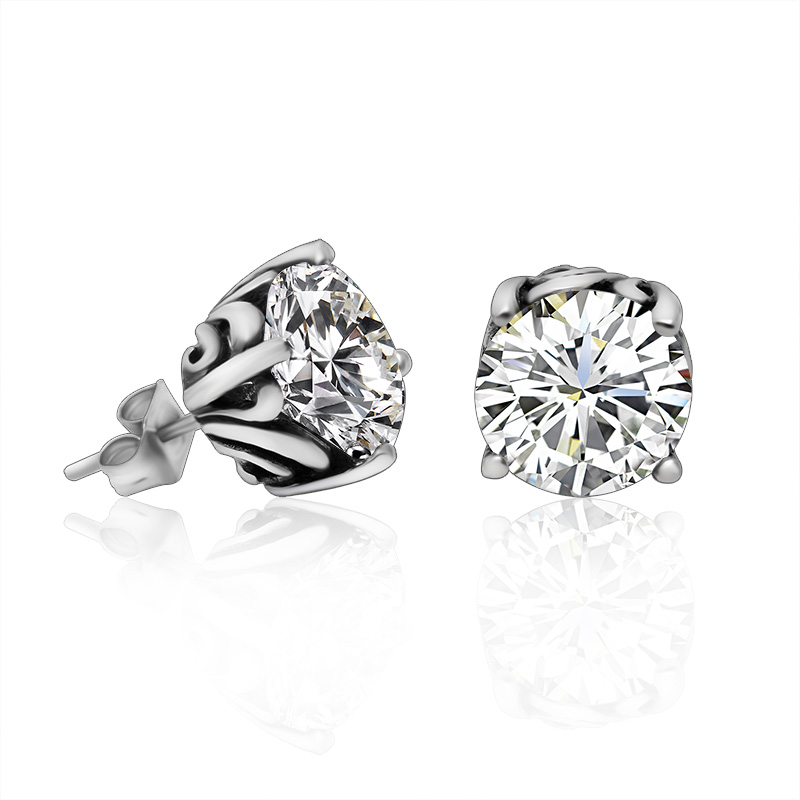 Moissamite earrings round cut 18K white gold plated 925 sterling silver jewelry