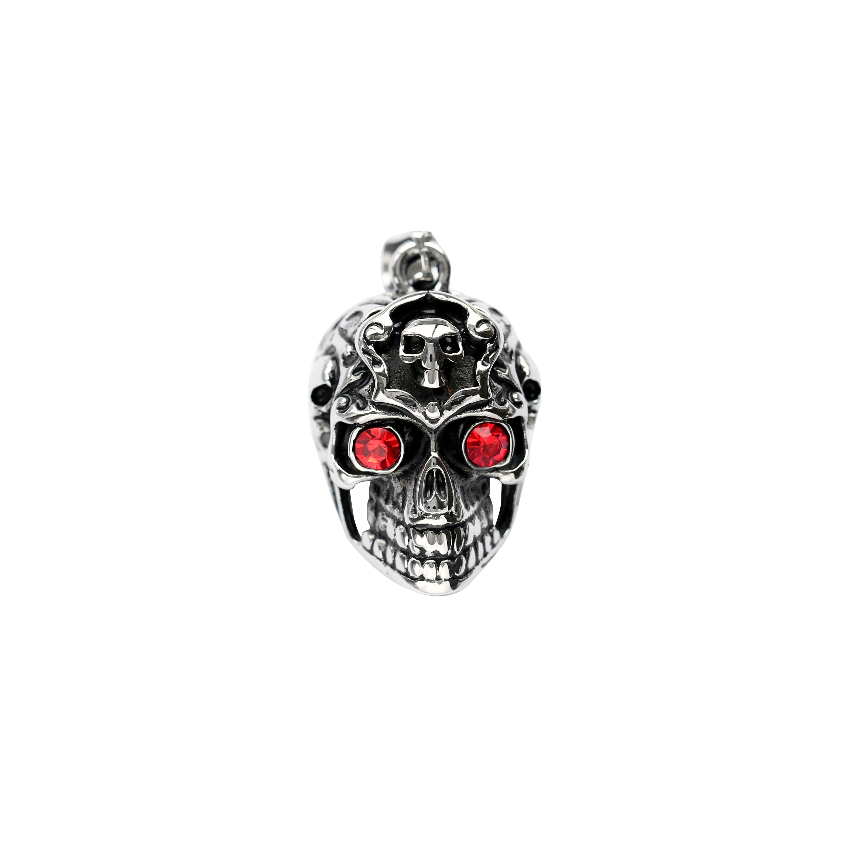 Amazon hip hop skull set ruby stainless steel men's pendant titanium steel necklace pendant