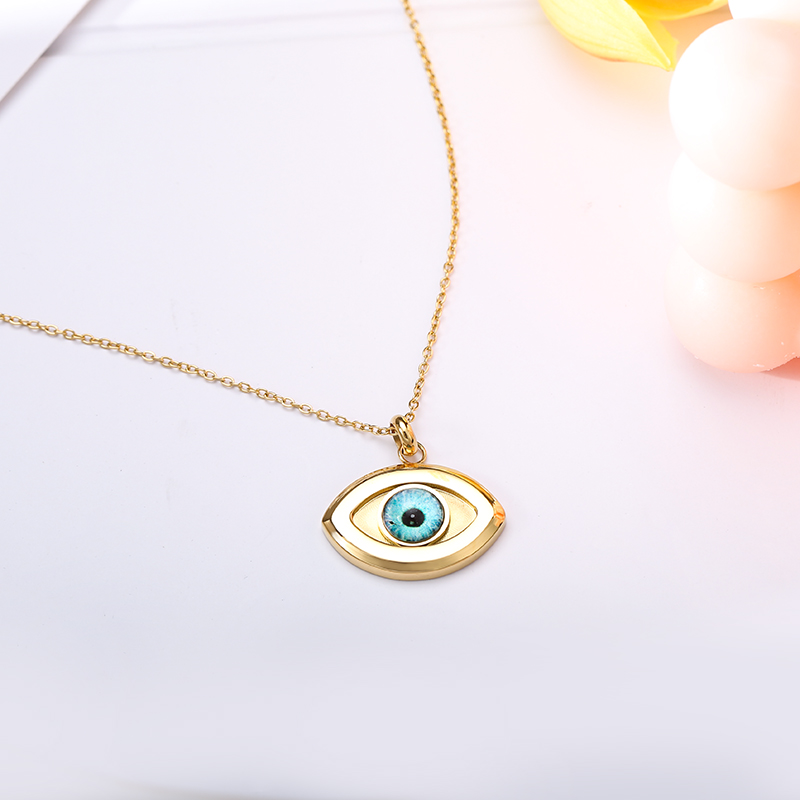 High quality 18K Gold Plated Jewelry Good Luck Amulet Pendant Necklace Demon eye Evil Dainty Eye Necklace Ladies Necklace