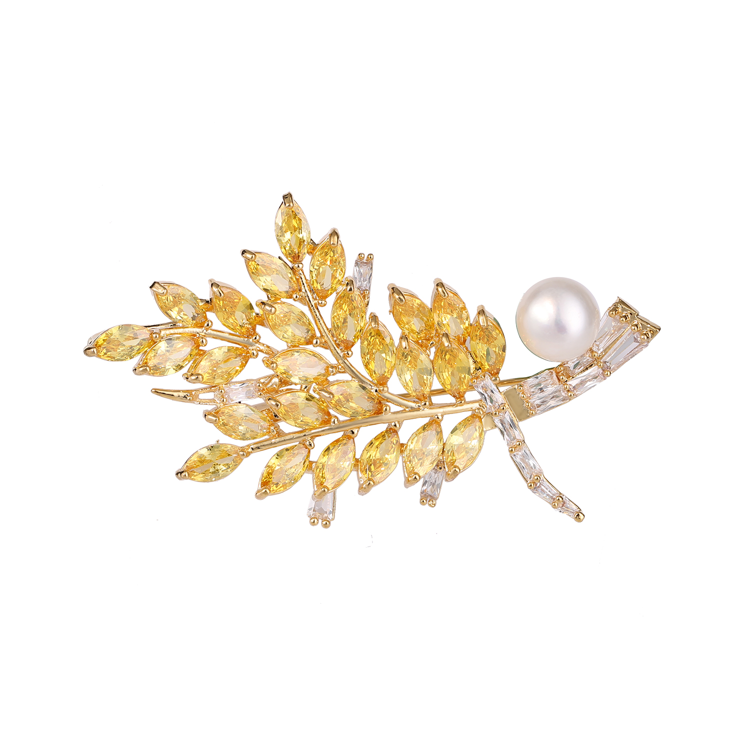 Leaf Brooch Stylish Crystal Brooch Elegant Clothing Hat Bag Accessories Jewerly for Women Teen Girls