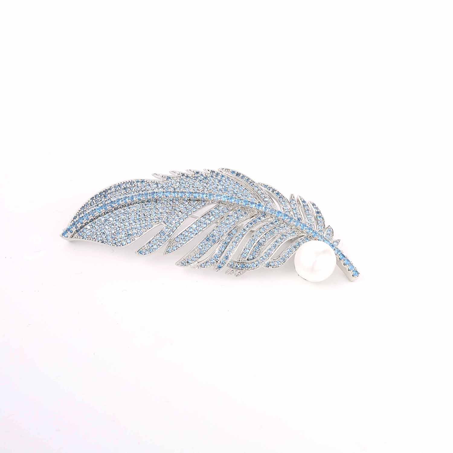 Broche de plumas de circonio con microincrustaciones, ramillete de lujo exquisito y ligero