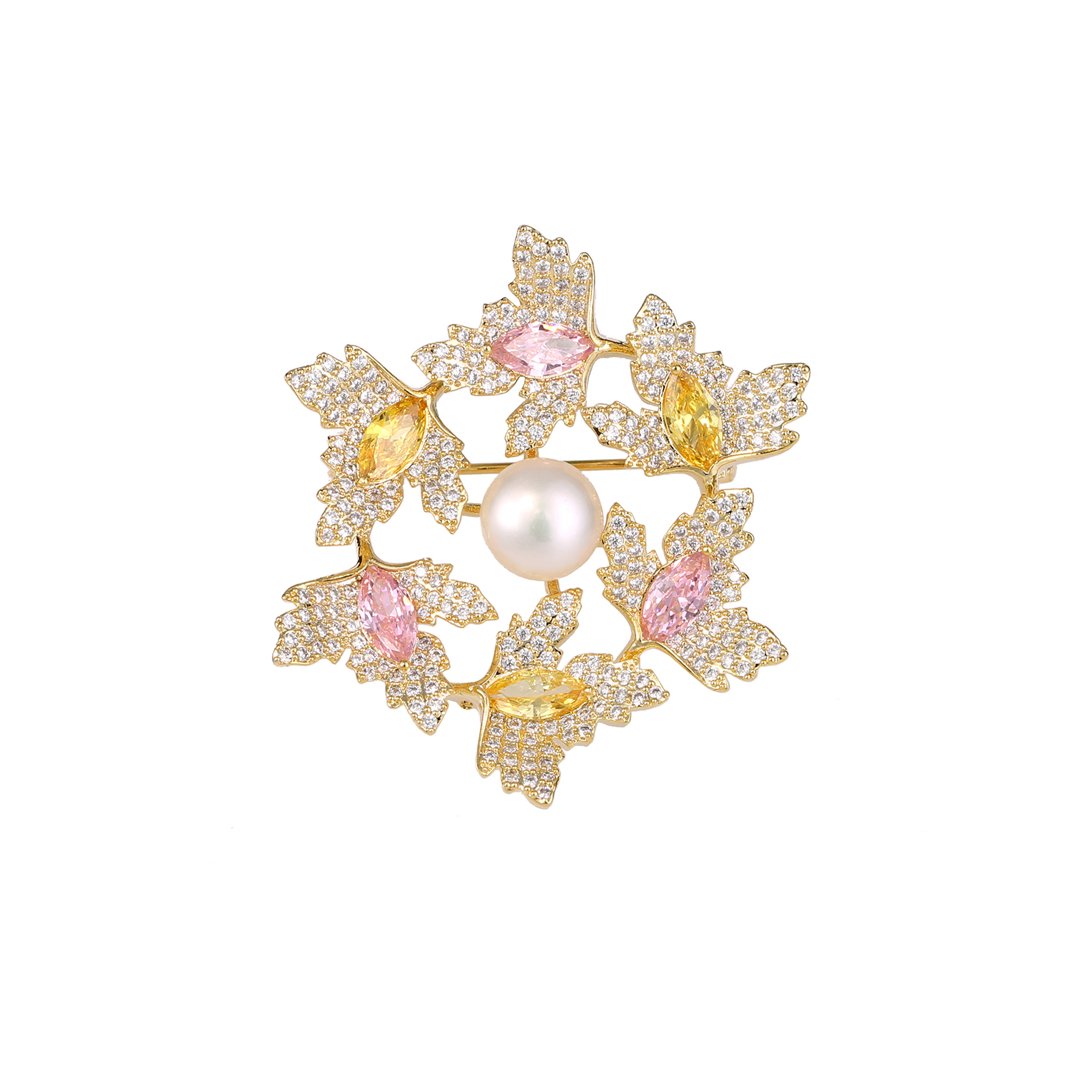 Pin Kerongsang Bouquet Berlian Buatan Kristal untuk Wanita