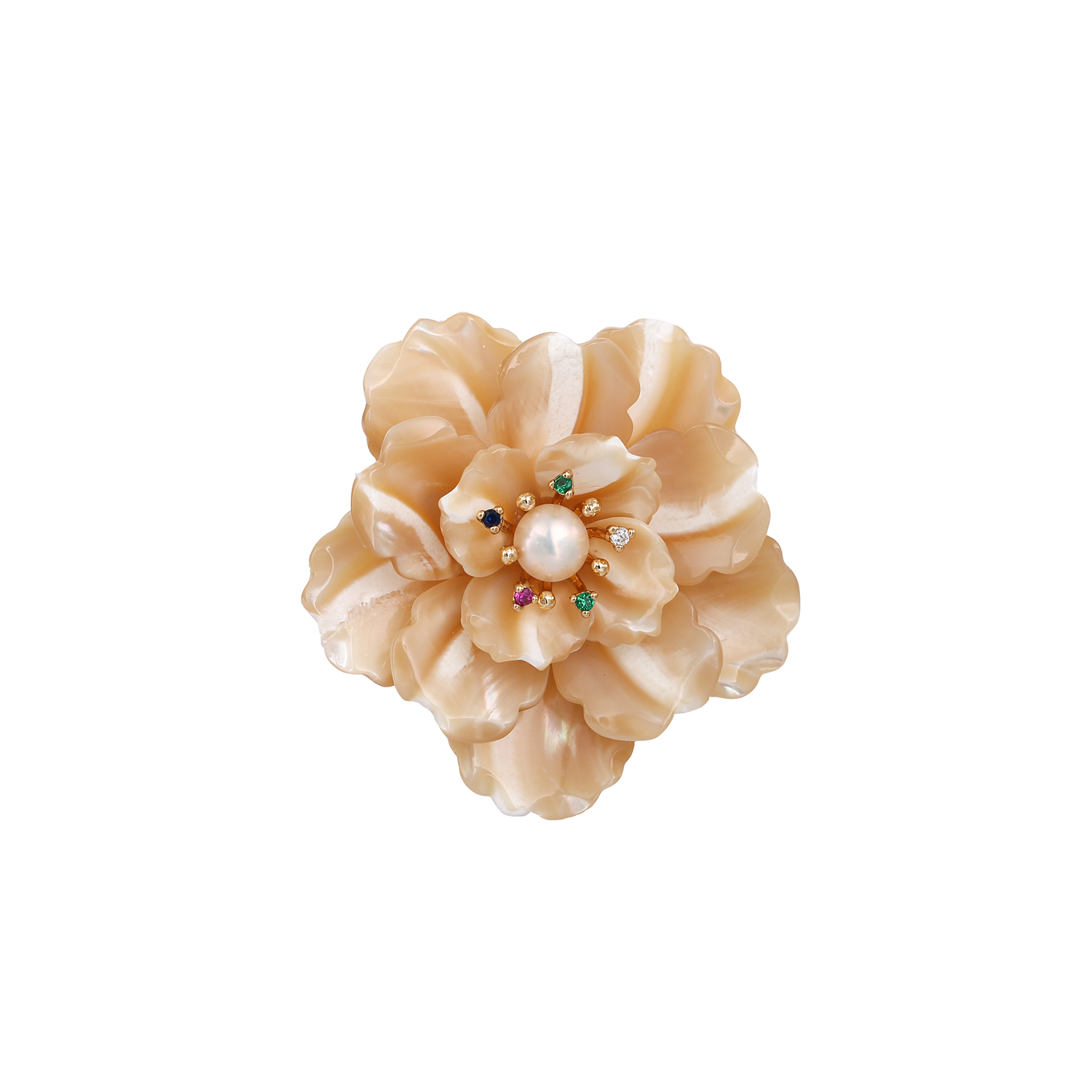 Broche de perlas con concha de flor de peonía de lujo, Blazer de moda, accesorios florales