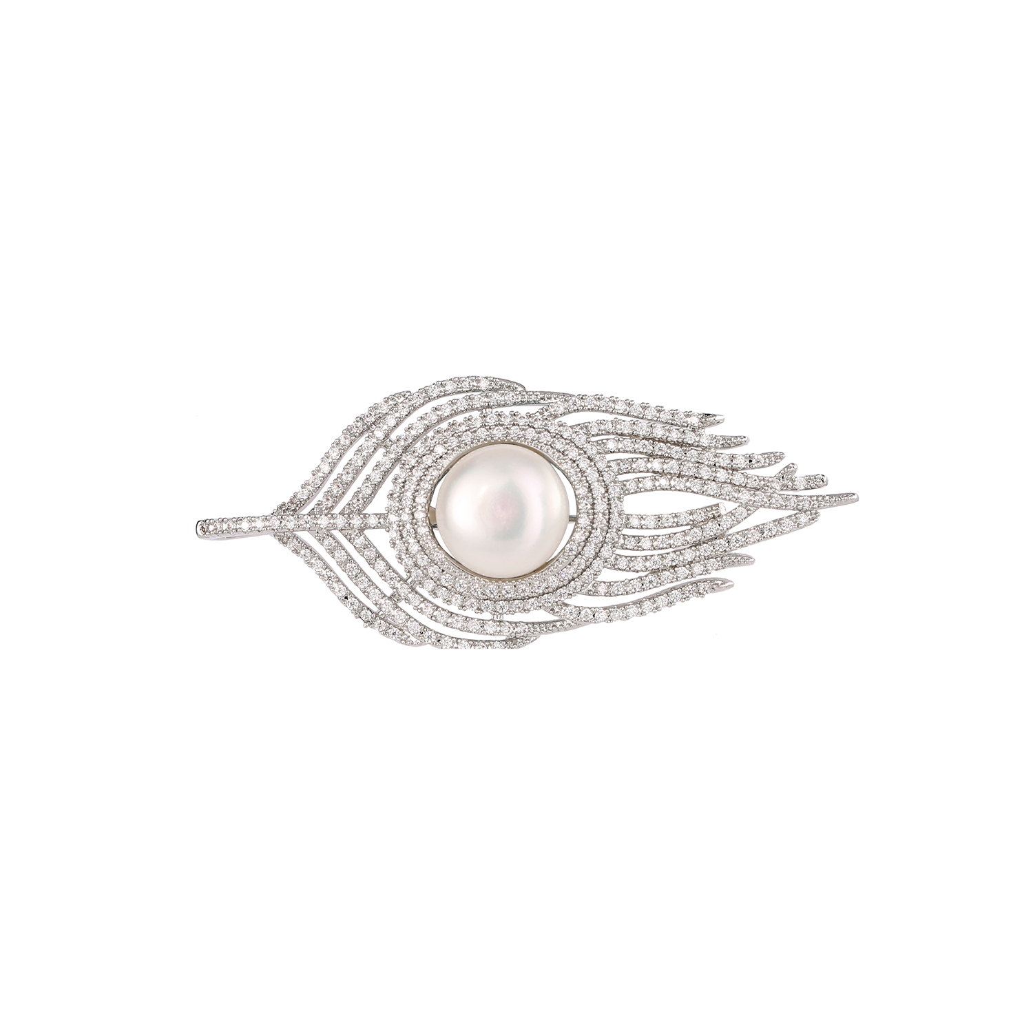 Broche de perlas de 13mm con plumas, broches de temperamento delicados y exclusivos de lujo para mujer