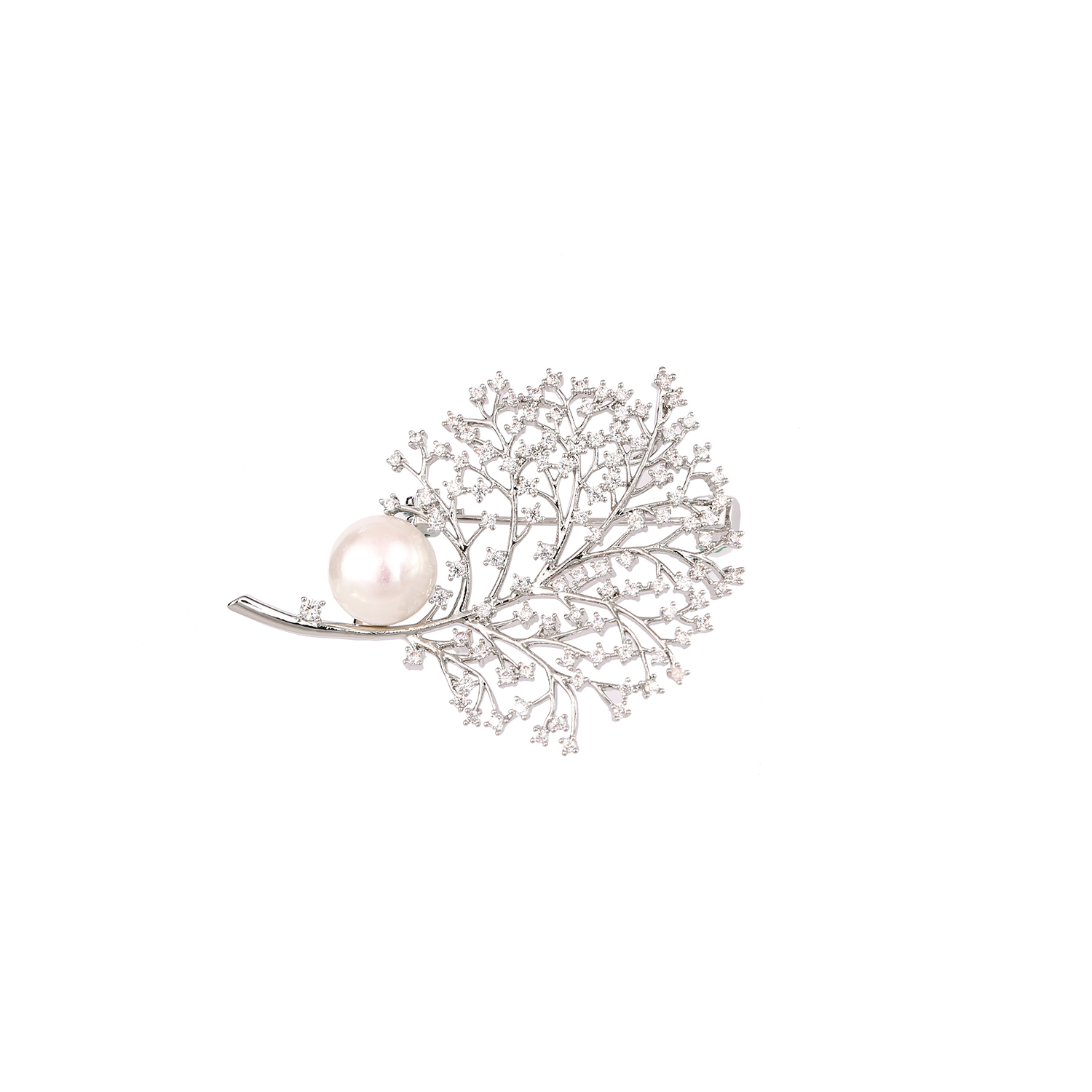 Broche feuille de noël en cuivre plaqué or et Zircon, support vide de corsage en perles, broche personnalisée