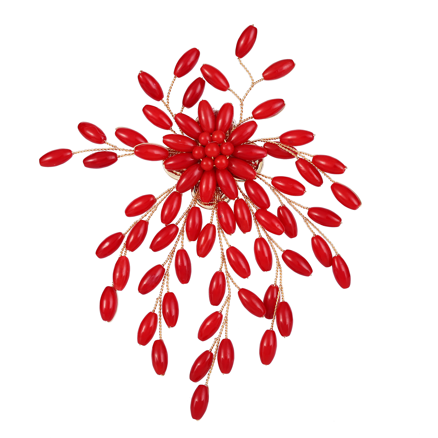 Red Coral Brooch Pin for Women Girls