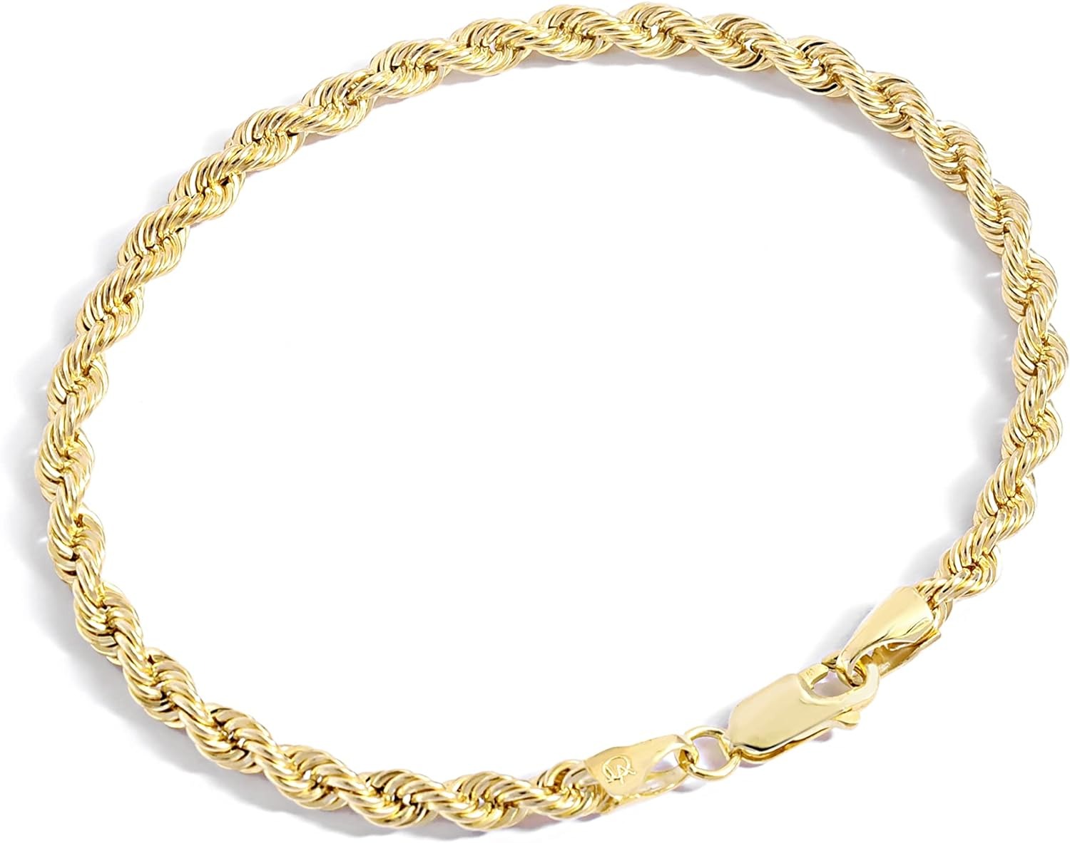 Jewelry Atelier Gold Filled Chain Bracelet Collection - 14K Solid Yellow Gold Filled Rope Chain Bracelets for Women and Men with Different Sizes (2.7mm, 3.8mm)