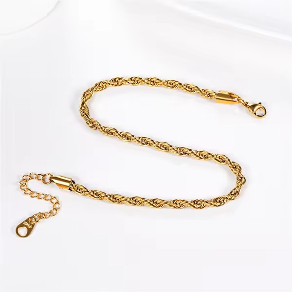 New Arrival 14k Gold Plated Rope Chain Anklet - Waterproof Foot Jewelry