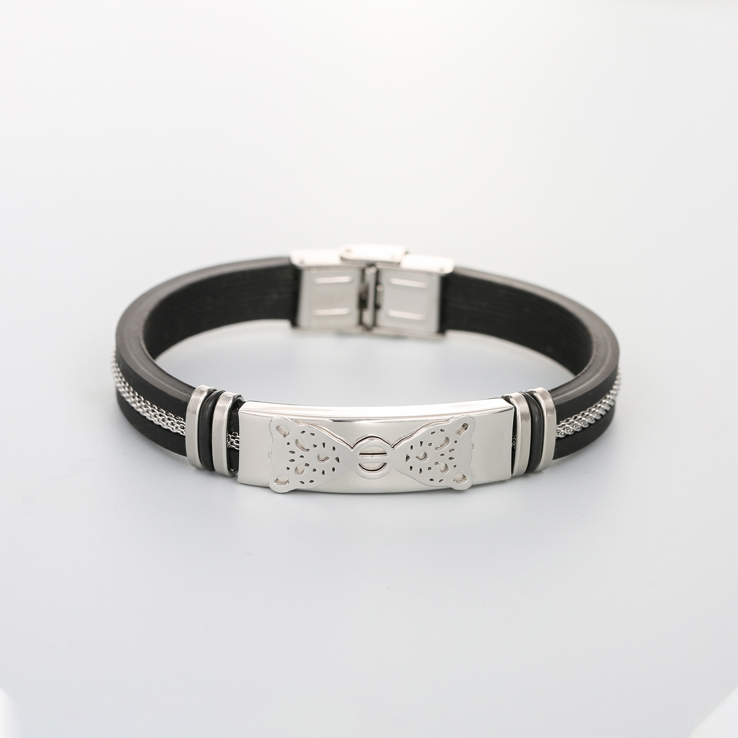 Custom twelve Sign Shaw lion seat electroplated stainless steel plate bracelet silicone bracelet for men